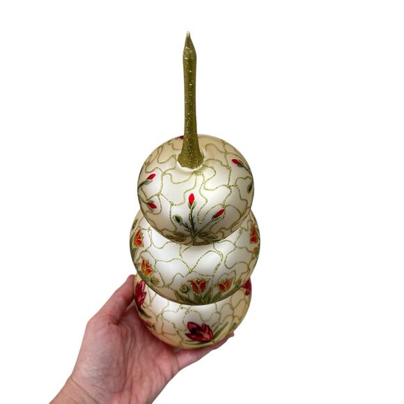 Vintage Polish Mouth Blown Glass Hand Painted Christmas Tree Topper 14” - Picture 4 of 8